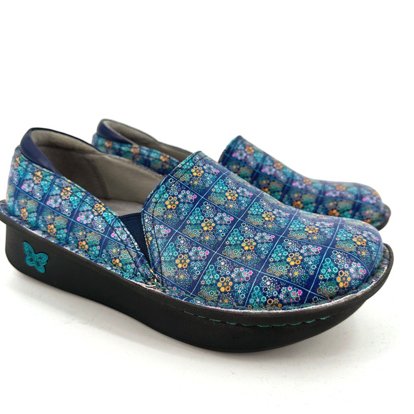 Alegria Womens Debra Rose's Blue Quilt Clog Size 37/US 7-7.5 Leather Comfort - Picture 2 of 8